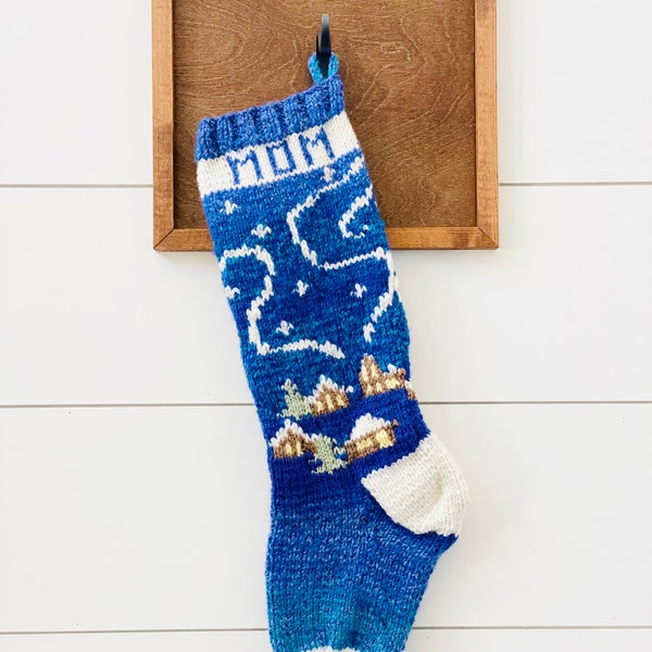 Christmas Stocking PATTERNS, Christmas Stocking Design, Family Stockings, Christmas Knitting, North Pole Collection, Aurora Borealis