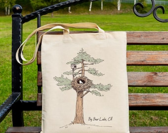 Bald Eagle Tote Bag, Jackie and Shadow Inspired Bag, Big Bear Lake California, Eagle Cam Watcher Gift, Eaglets in the Nest Canvas Bag