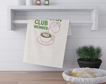 Paños de cocina Matcha Club, decoración de cocina, regalo para amantes del té, cocina sostenible, regalo para anfitrionas, organizador del hogar