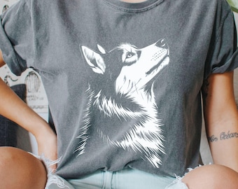 Husky Face T-Shirt, Comfort Colors Dog Lover Tee