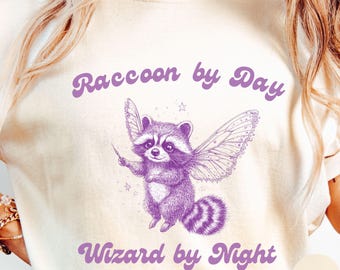 Funny Raccoon Shirt, Raccoon Meme T-Shirt, Wizard Shirt, Comfort Colors, Cute Raccoon Shirt, Raccoon Lovers, Oversized Washed Tee, Fun Meme