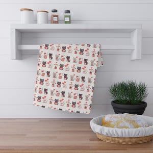 Whimsical Cat-Themed Tea Towels, Cute Kitchen Decor, Cat Lovers Gift, Adorable Cotton Towels, Perfect for Housewarming, Birthday