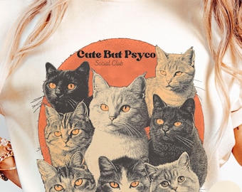 T-shirt chat mignon, t-shirt chat vintage, chemise esthétique pour amoureux des chats, t-shirt graphique drôle de chat, t-shirt chat rétro, t-shirt chat surdimensionné, chemise chat des années 90