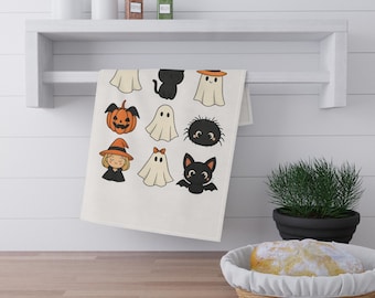 Halloween Tea Towels, Cute Pumpkin Ghost Kitchen Towels, Spooky Decor, Fall Home Decor, Halloween Gifts