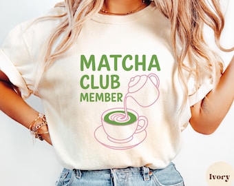 Matcha Club Member Comfort Colors Tee, Green Tea Shirt