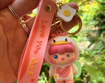 Cute Pet Forest Paradise Keychain, I Love You Duck, Kawaii Accessories, Cartoon Charm, Gift for her, Car key, Home Key, Bags, Backpacks