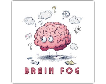 Brain Fog Sticker, Kawaii Brain Character, Mental Health Vinyl Decal