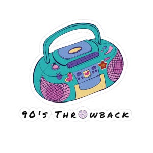 90s Throwback Sticker, Retro CD Player Sticker, Vintage Sticker, Nostalgic 90s Style, Colorful CD Player Sticker, 90s Music Lover Gift