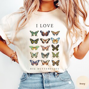 I Love Big Butterflies Shirt Funny Butterfly Pun Tee Nature Lover Gift Cute Bug Shirt I Love Big Butts Parody Insect Humor T-Shirt Women