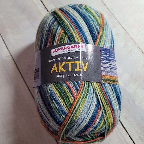 AKTIV Supergarne Sock yarn 100 Gram Skein - Marmolada Colorway | 4-Ply ALPI | Superwash Wool Yarn 100 gram Sock Yarn