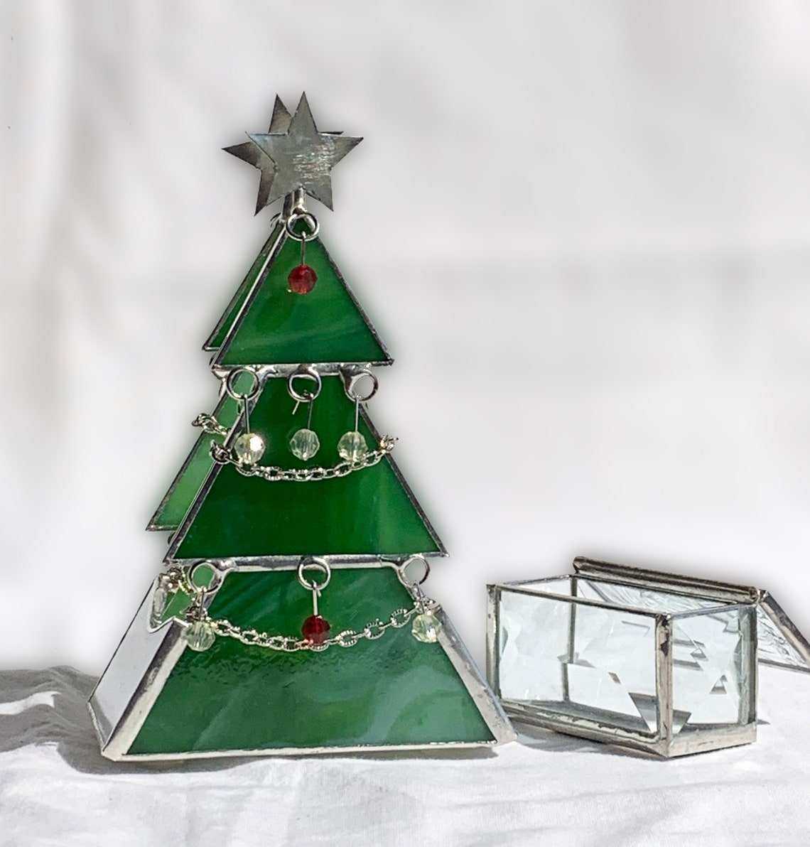 Stained Glass Xmas Tree Candle Holder Etsy