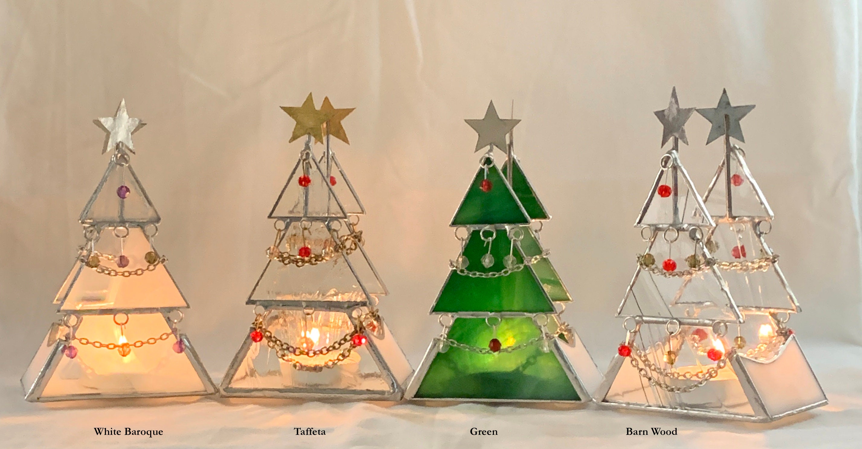 Stained Glass Xmas Tree Candle Holder Etsy