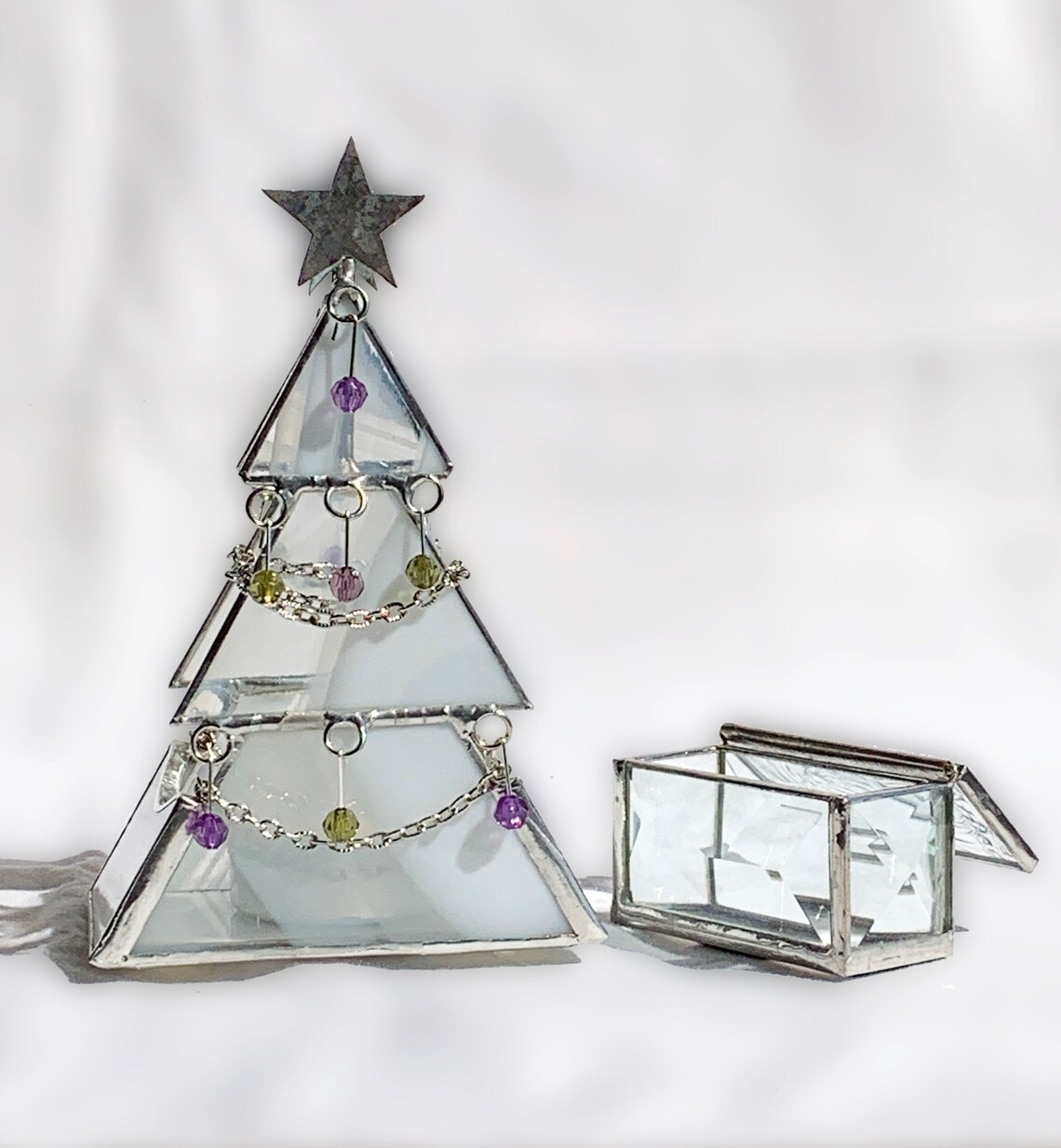 Stained Glass Xmas Tree Candle Holder Etsy