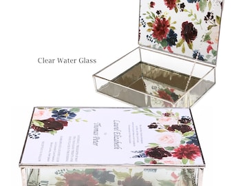 Glass Wedding Invitation Keepsake Box in Five Choices of Clear Textured Glass