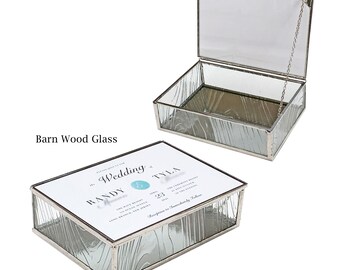 Glass Wedding Invitation Keepsake Box in Five Choices of Clear Textured Glass