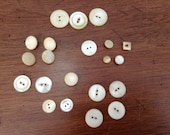 VTG mixed lot of 21 MOP Mother of Pearl shell buttons shank 2 hole E