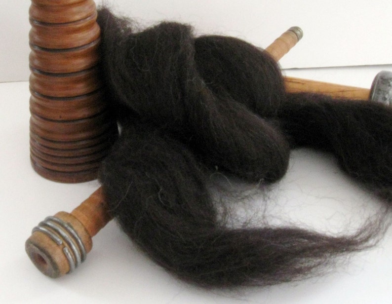 spinning fiber combed top EcruUndyedNatural Brown Jacob wool roving 6.1 ounces