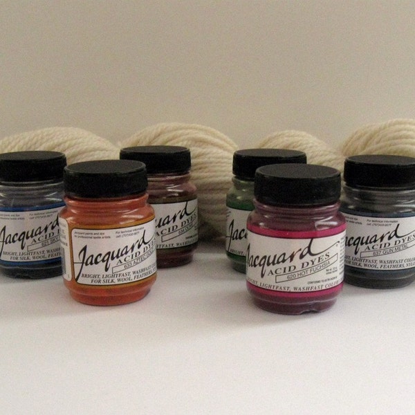 Acid Dyes, Jacquard (Kit of Six .5oz jars for protein fibers and most nylons - just use vinegar and heat)