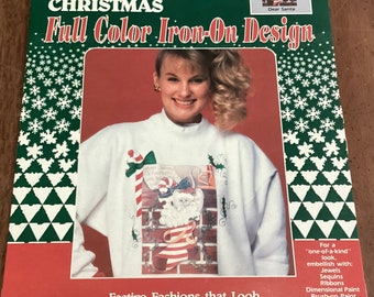 Christmas Full Color Dear Santa stocking mouse Iron On Transfer 1991