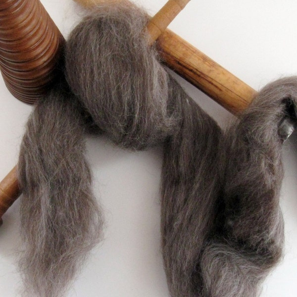 Ecru/Undyed/Natural Black BFL colored wool roving, spinning fiber - 4 ounces