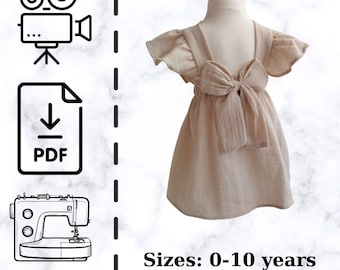skirt with ruffle straps,PDF sewing pattern,download,step by step video axplaining exactly,children dress,party dress,gift,A4 PDF dress