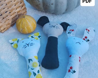 Sound toy rattle measurement PDF, three kinds of baby rattle toy system, easy sound toy, gift buckle mix set,A4 PDF TOY