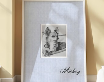 Personalized Photo Mat Print Blue Linen Portrait Custom Photo Mat Wall Art Pet Photo Frame Polaroid Frame Personal Photo Gifts Photo Mount