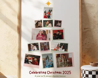 Custom Christmas Photo Collage Gift For Boyfriend Christmas Picture Gift For Girlfriend Custom Portrait Photo Collage Wall Art Gift For Her