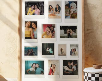 Collage de fotos Polaroid personalizado, regalo para mejor amiga, regalo para niña, regalo de cumpleaños número 21, collage de fotos, impresión de mejor amiga, regalo de imagen.