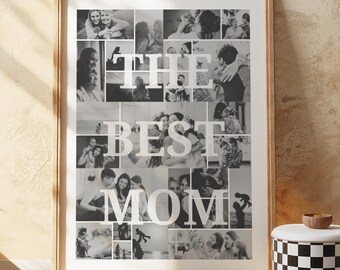 Personalized Photo Collage Gift for Mom: Custom Portrait Wall Art (Canva Template Digital Download)