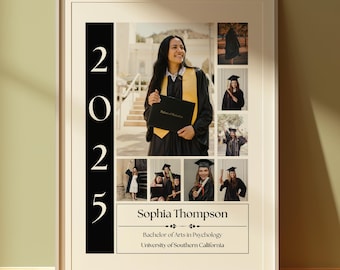 Personalized Graduation Photo Collage Template College Custom Graduation Gift For Her Class of 2025 Graduate Gift Senior 2025 Wall Art Gift