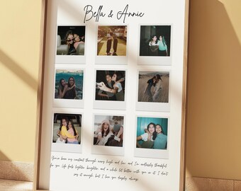 Custom Best Friend Gift Polaroid Photo Frame Collage Wall Art Best Friend Birthday Gift for Her Printable Personalised Bestie Print Template