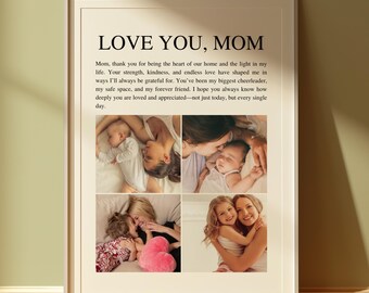 Custom Photo Collage Gift for Mom: Printable Wall Art Canva Template (Digital Download)