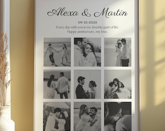 Custom Photo Collage Frame Anniversary Gift For Him 1 Year Wedding Anniversary Gift for Boyfriend Custom Picture Collage Wife Gift For Her