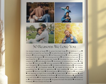 Custom Fathers Day Picture Collage Christmas Gift For Dad Fathers Day Gift for Him Best Dad Gift Custom Portrait Photo Gift For Dad Wall Art