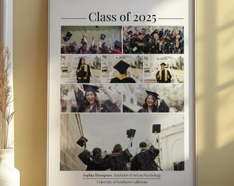 Personalized Graduation Photo Collage Template Custom Graduation Wall Art Gift For Her College Graduation Class of 2025 Senior Gift For Him