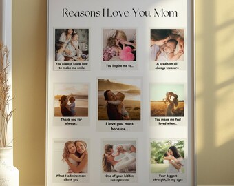 Reasons I Love Mom Best Mothers Day Gift for Her Custom Portrait Gift Personalized Polaroid Wall Art Custom Christmas Photo Gift For Mom