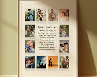 Regalo personalizado para el Día del Padre para él, collage de fotos personalizado para papá, regalo personalizado para papá, regalo personalizado para el Día del Padre, plantilla de fotos de arte mural para papá
