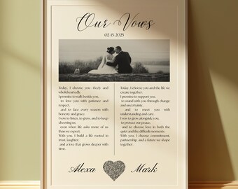 Personalized Wedding Vows Print Valentines Gift For Husband QR Code Voice Recording Anniversary Gift For Wife Wedding Photo His and Her Vows