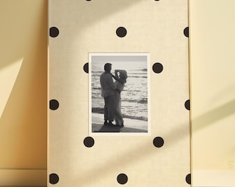 Cream & Brown Polka Dot Portrait Wall Art Personalised Photo Mat Print Retro Vintage Wall Art Gift for Boyfriend Print Done For You Print