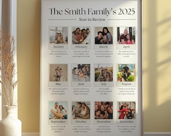 Custom Polaroid Picture Frame Family Year in Review Christmas Photo Wall Decor Gift Family Photo Collage Polaroid Frame Family Reunion Gift