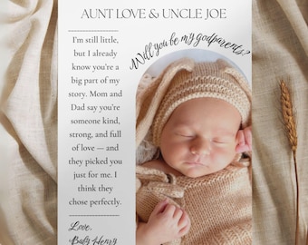 Will You Be My Godmother Proposal Card Template Editable Minimalist Modern Godparents Proposal Card Godmother Gift Godfather Proposal Gift