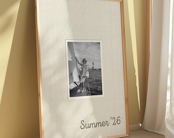 Custom Linen Canvas Photo Mat Personalized Photo Mat Print Cream Beige Linen Fabric Wrapped Portrait Photo Wall Art Gift Passepartout Poster