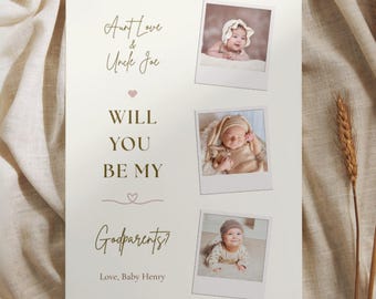 Godparent Proposal Gift Card Template Will You Be My Godparents Proposal Card Godmother Gift Will You Be My Godfather Proposal Card Template