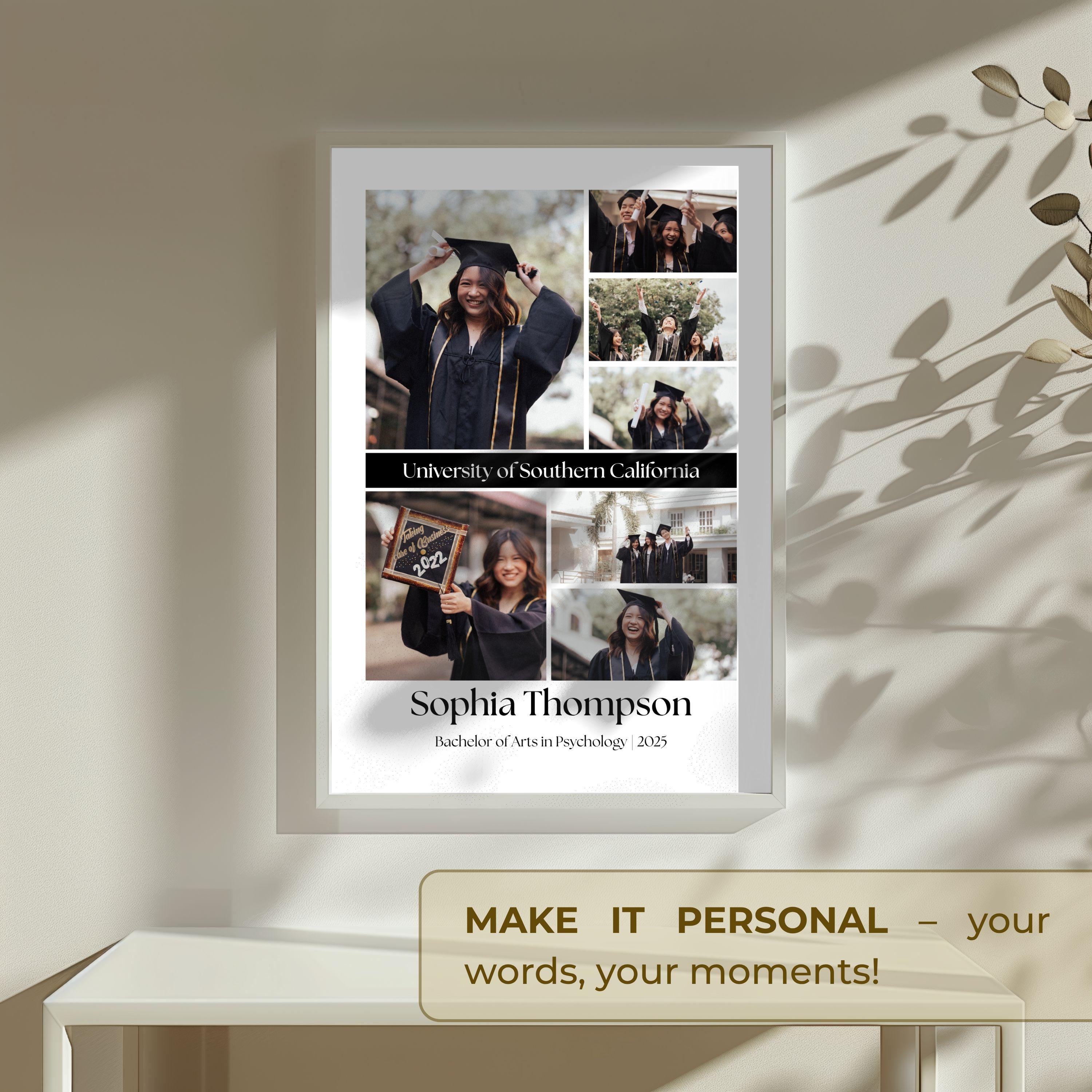 Grad Picture Collage Personalized Photo Collage Graduation Template Custom Graduation Gift ...