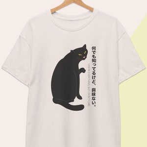 Lustiges Kawaii Katzen-T-Shirt, schwarze Katzen-Liebhaber-Geschenk, japanische Streetwear, Anime Katzen-Shirt, Tokyo Kleidung, Harajuku Tshirt, Japan Cute Kitty Tee