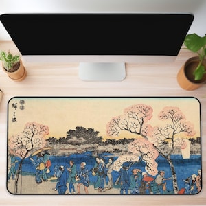 Tapete de juego de Mtg con arte japonés vintage, tapete de escritorio Ukiyo-E, tapete de juego Tcg, accesorios para juegos de cartas, regalos para nerds, alfombrilla de ratón retro Hiroshige Ando