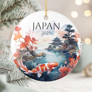 Adorno navideño japonés, adorno personalizado de pez koi japonés, regalo para vacaciones en Tokio, recuerdo de viaje personalizado, regalo para calcetines navideños.