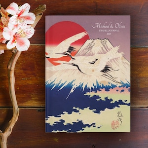 Custom Name Japan Travel Journal, Personalised Japanese Ukiyo E Notebook, Fuji Mountain Diary, Tokyo Travel Planner, Kyoto Bucket List Book