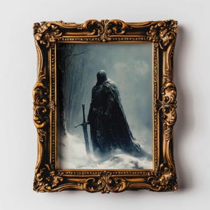 Fantasy Knight Medieval Oil Painting Nature Wall Art Dark Fantasy Wall Decor Gothic Wall Art for Office Home Bedroom Wall